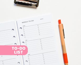 PRINTED Personal Weekly To-To List Inserts | Double Page