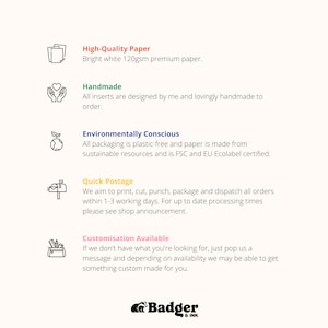 a list of different types of paper on a white background