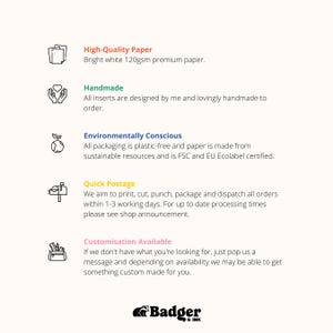 a list of different types of paper on a white background