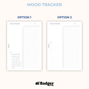 The image is a mood tracker with two options, one for "Option 1" and one for "Option 2". The mood tracker is a form where users can track their mood and emotions over time.