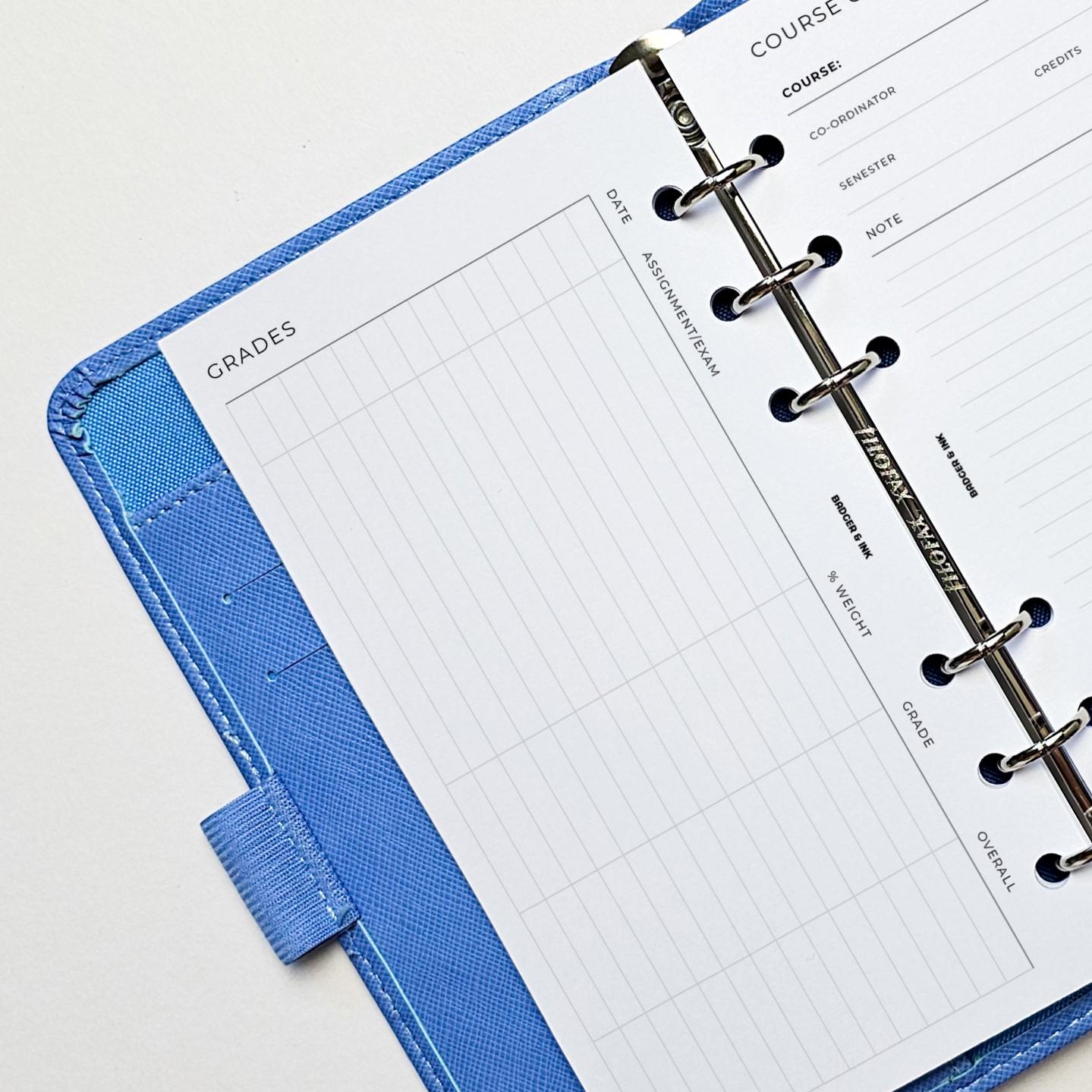Binders For Course Note PRINTED Personal Course Overview Inserts | 6 Ring Binder | Academic ...