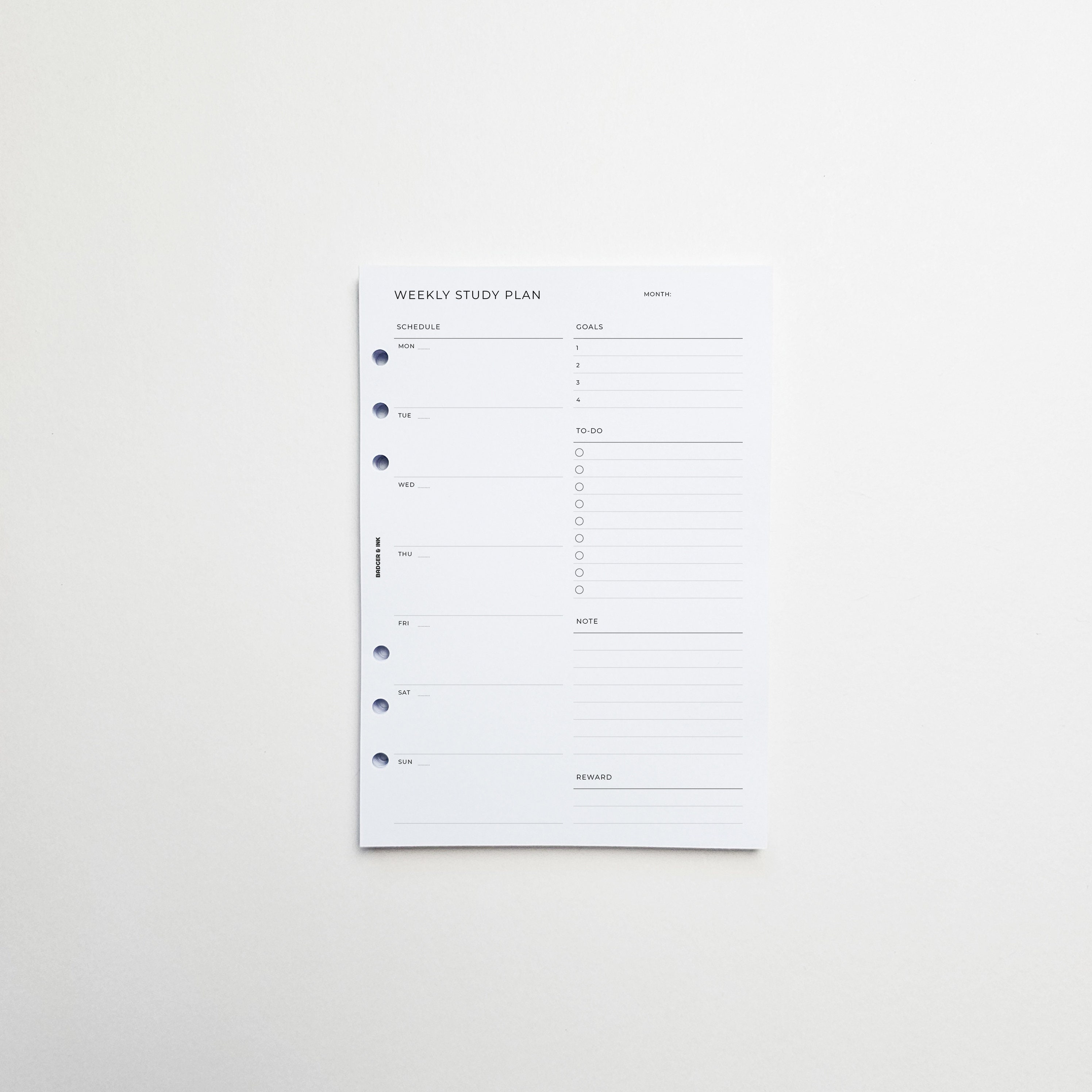 Weekly Study A5 Planner Inserts | Filofax 6 Ring Binder - Etsy