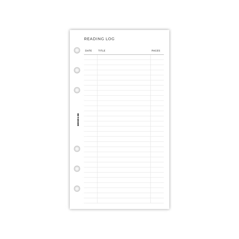 a white paper with the words reading log on it