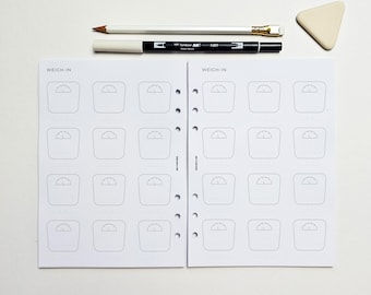 Weight Tracker Log A5 Planner Inserts | Filofax 6 Ring Binder | Medical Journal