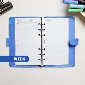 Weekly Planner Inserts | Personal Filofax 6 Ring Binder | Undated Week on One Page