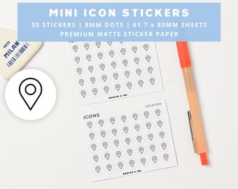 Location Pin Planner Stickers | Address, Destination, Event Mini Icon Sticker Sheet
