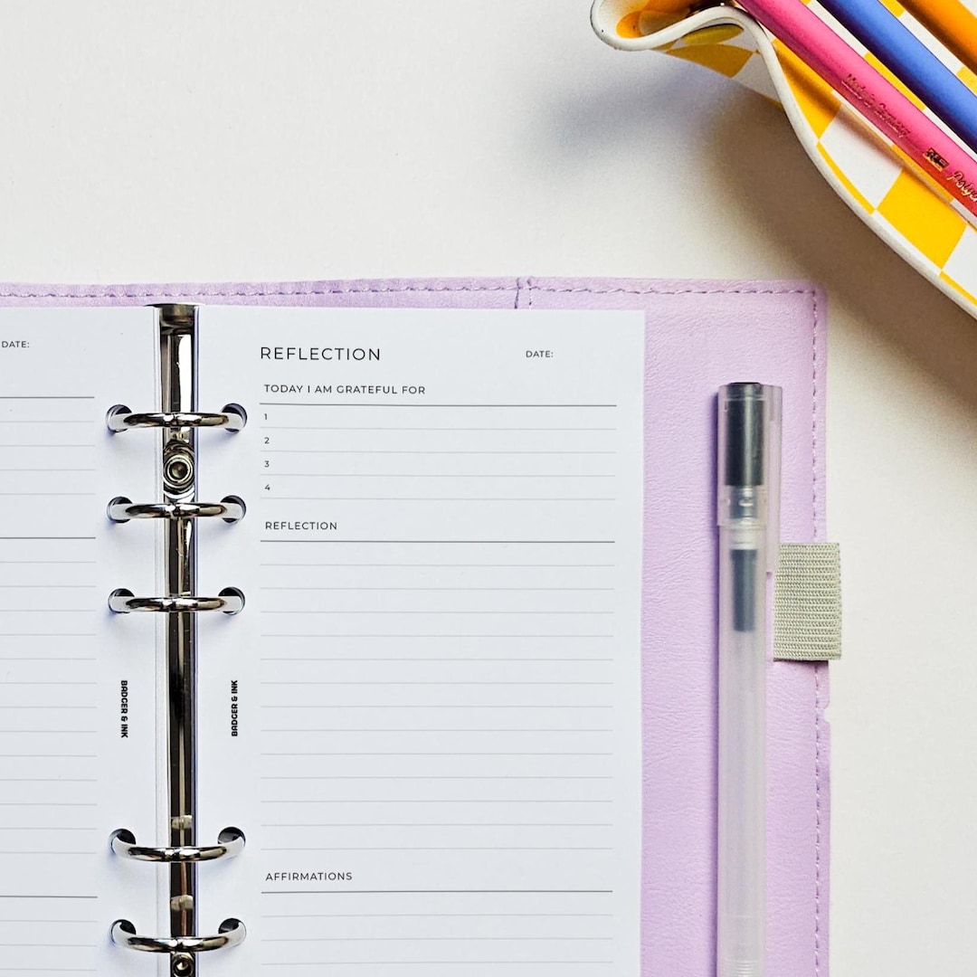 Reflection Planner Reflection Planner Inserts | Personal Filofax 6 Ring Binder | Gratitude ...