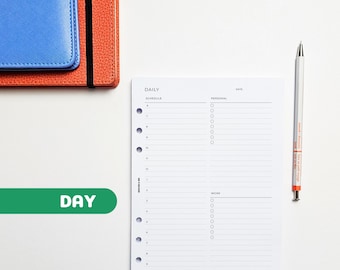 Daily A5 Planner Inserts | Filofax 6 Ring Binder | Undated Day Per Page