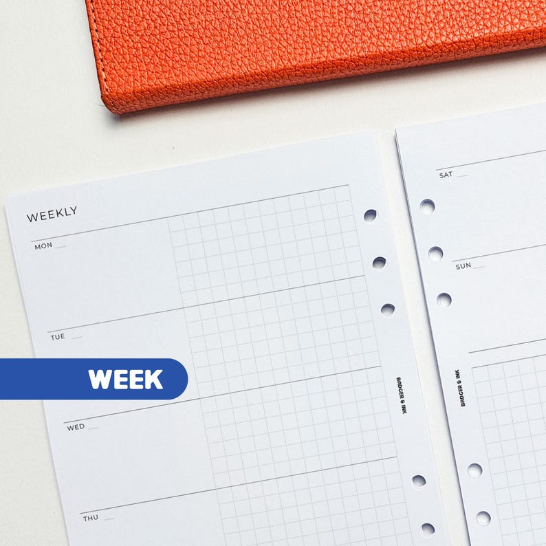 PRINTED A5 Weekly Planner Inserts | 6 Ring Organiser | Undated | Weekly ...
