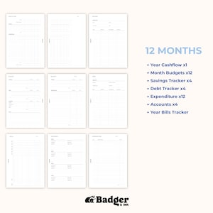 a set of twelve months planner pages with the text 12 months