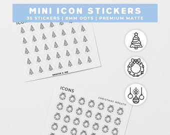 Stickers pour agenda de Noël | Feuille d'autocollants mini-icônes festives et festives