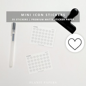 ICON STICKERS Hearts | Functional Matte Planner Stickers | Mini Icon Stickers | Journal Accessories | A5 6 Ring Planner