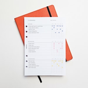 PRINTED A5 Cleaning Schedule Planner Inserts | Housework Checklist, Chore Chart, Cleaning Routine | 6 Ring Planner Inserts