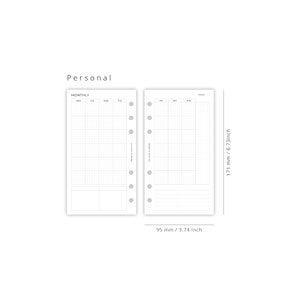 PRINTED Monthly Inserts Personal Grid Double Page Spread 6 Ring Planner image 6