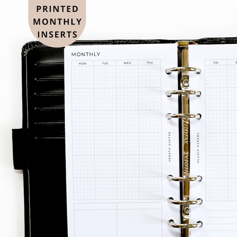 PRINTED Monthly Inserts Personal Grid Double Page Spread 6 Ring Planner image 1