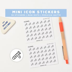 Blood Test Stickers | Mini Icons | Blood Test, Lab, Check Up, Appointment Reminder | Health & Medical Planner Stickers