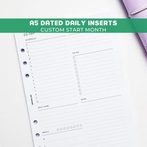 Daily A5 Planner Inserts | Filofax 6 Ring Binder | Dated 2026 Diary