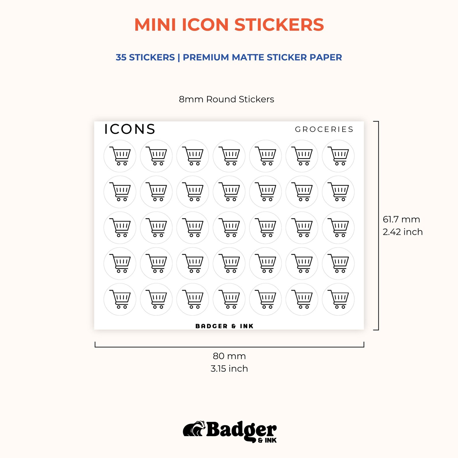 Small Trolley Sticker Grocery Shopping Planner Stickers | Food Shop, Trolley, Basket Mini ...