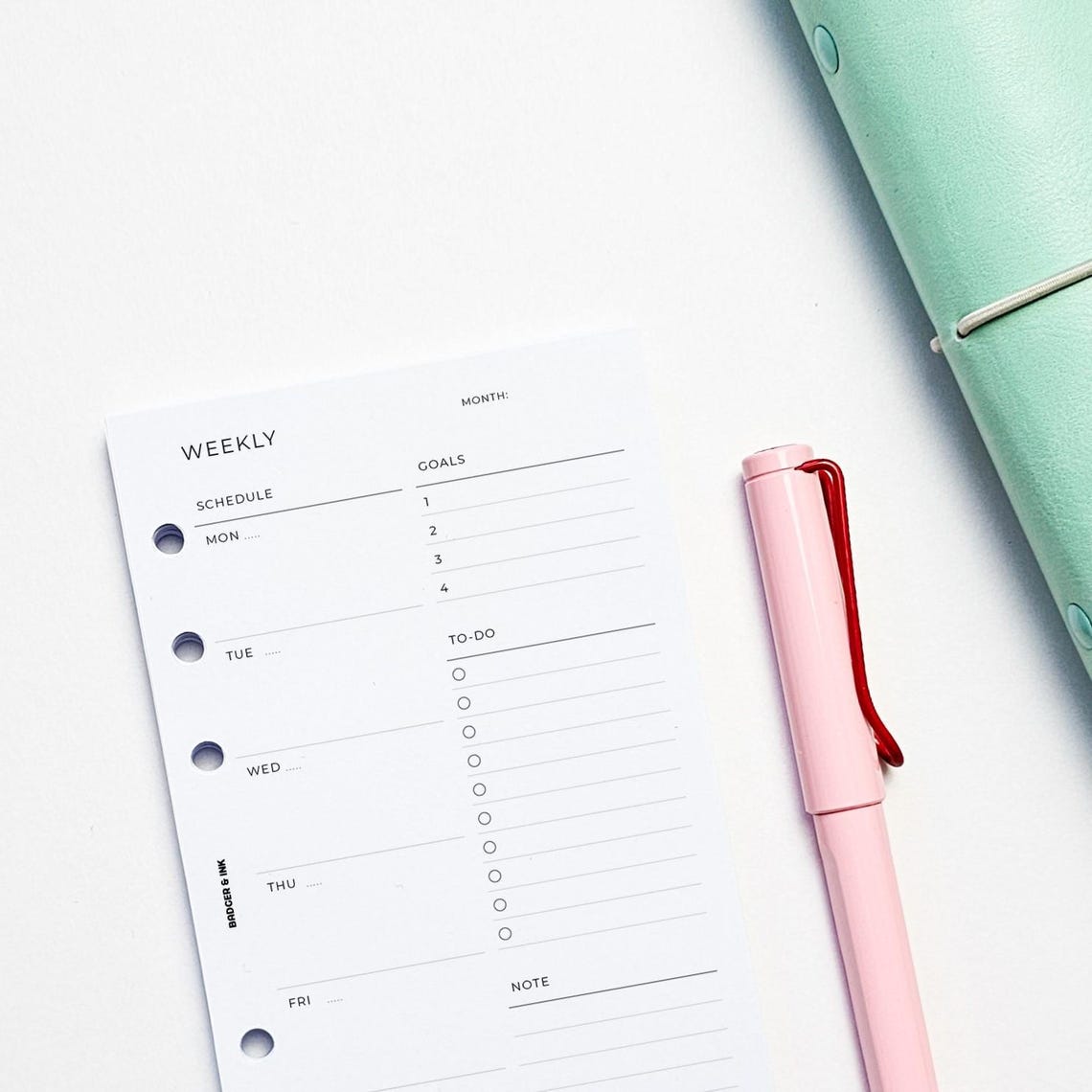 Weekly Planner Inserts | Personal Filofax 6 Ring Binder | Undated Week ...