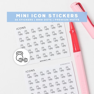 Strength Training Planner Stickers | Workout, Weights, Exercise Routine Mini Icon Sticker Sheet