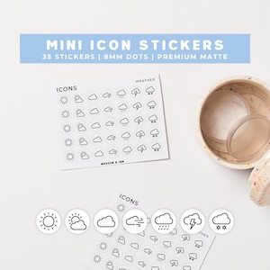 Weather Planner Stickers | Forecast Tracker, Rain, Sun Mini Icon Sticker Sheet