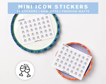 Date Night Planner Stickers | Drinks, Romantic Evening Reminder Mini Icon Sticker Sheet