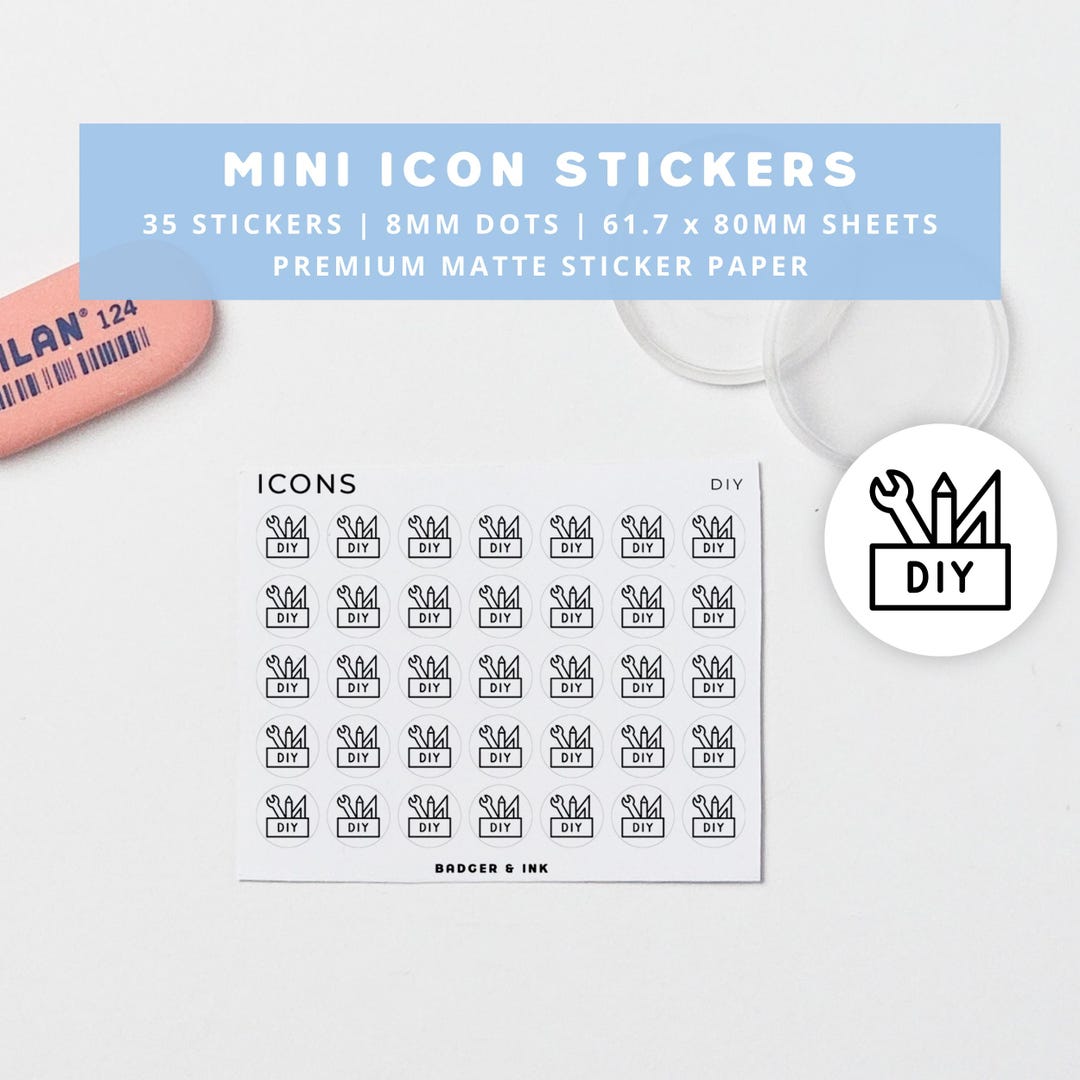 ICON STICKERS DIY | Functional Matte Planner Stickers | Mini Home Icon ...