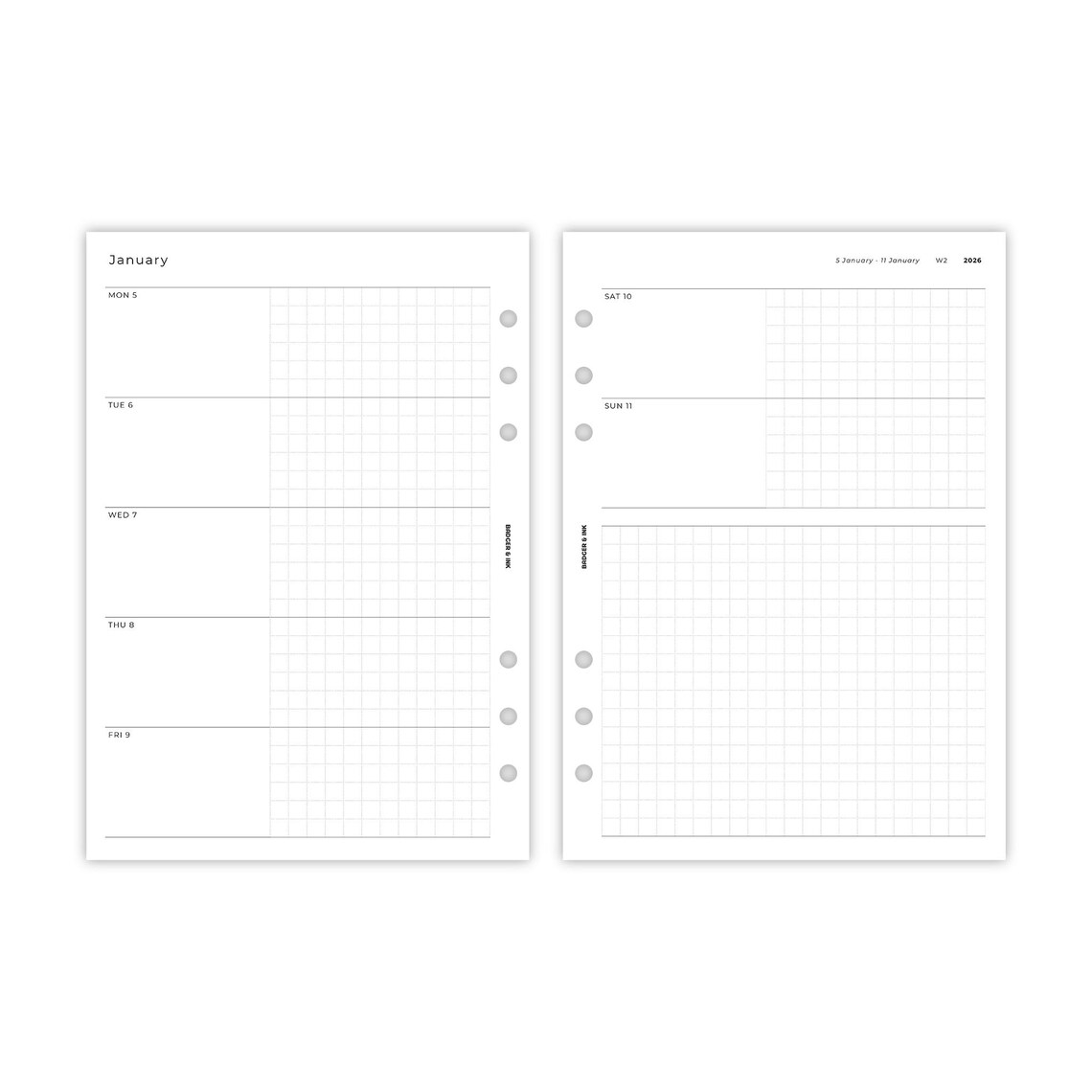 Weekly A5 Planner Inserts | Filofax 6 Ring Binder | Dated 2026 Diary ...