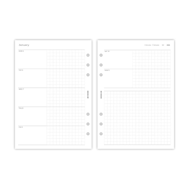 Feuillets d'agenda hebdomadaires A5 | Reliure à 6 anneaux Filofax | Une semaine sur deux pages image 4
