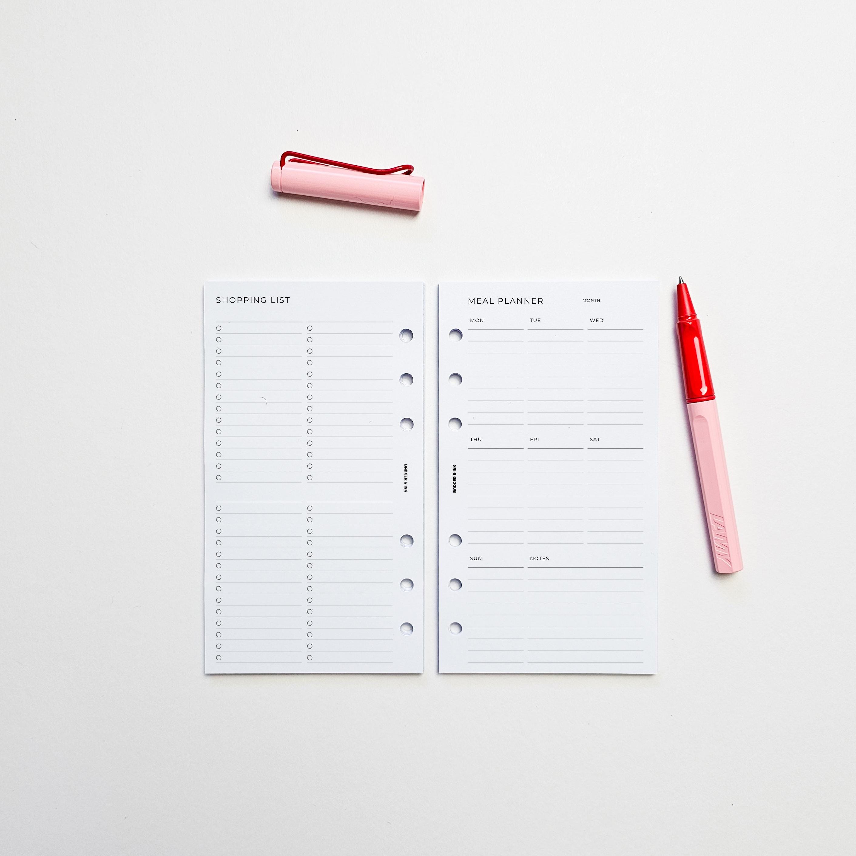PRINTED Personal Weekly Meal Plan With Shopping List Planner Inserts ...