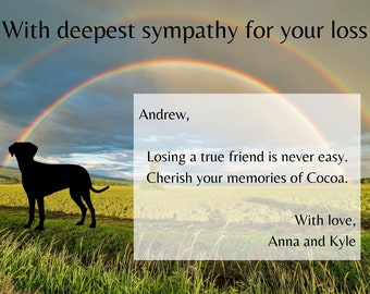 Personalized Dog Loss Sympathy Card - Pet Loss - Instant Digital Template Download
