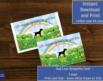 Printable Dog Loss Sympathy Card - Pet Loss - Instant Digital Download