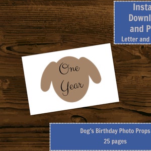 Printable Dog Birthday Photo Props | 6 Different Color Themes | Pet Birthday Photo Props | Instant Digital Download