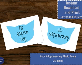 Printable Cat Adoption Photo Props | 6 Different Color Themes | Adoptaversary Photo Props | Gotcha Day | Instant Digital Download