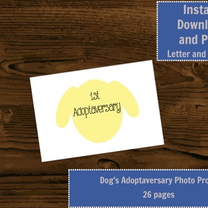 Printable Dog Adoption Photo Props | 6 Different Color Themes | Adoptaversary Photo Props | Gotcha Day | Instant Digital Download