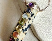 Beautiful 7 Chakra Dalmatian Jasper Stone Stone Crystal 6 Faceted Double Point Pencil Necklace Pendant
