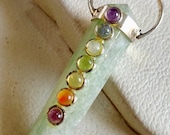 Beautiful 7 Chakra Green Aventurine Stone Crystal Double Point Pencil Necklace Pendant
