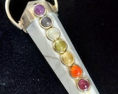Beautiful 7 Chakra White Howlite Stone Crystal Double Point Pencil Necklace Pendant