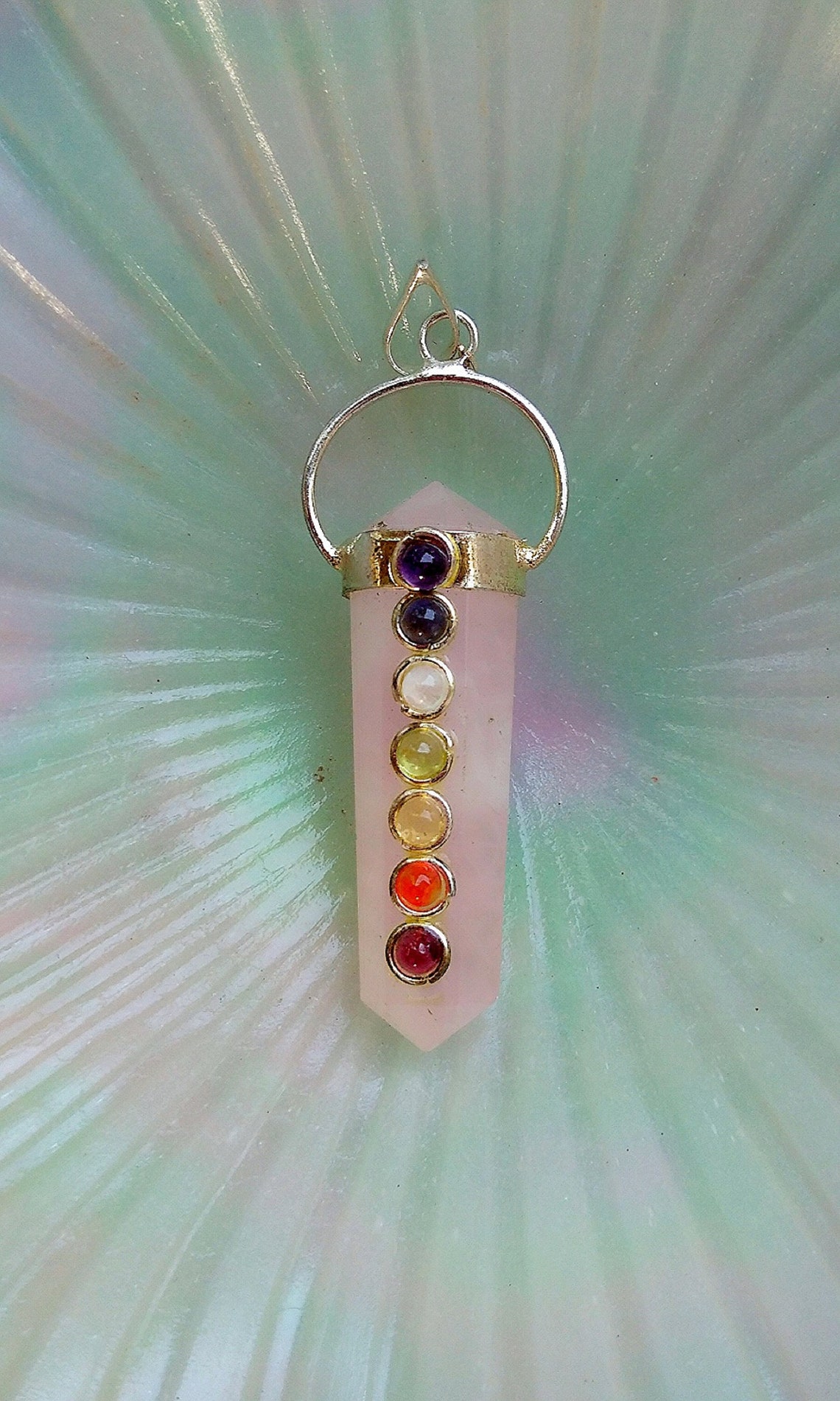 Beautiful 7 Chakra Pink Rose Quartz Healing Charged Double Etsy