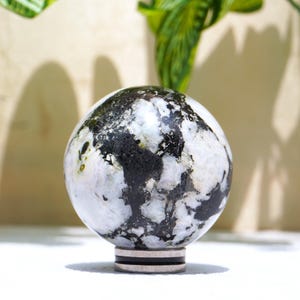 Beautiful 60MM Rainbow Moonstone Quartz  Stone Rainbow Spark Flash Metaphysical SPHERE BALL