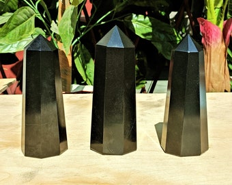13CM 32CM | 35CM | AAAA+ Natural Black Tourmaline Point of Supreme Protection 8 faceted Obelisk Tower Valentine's Gift