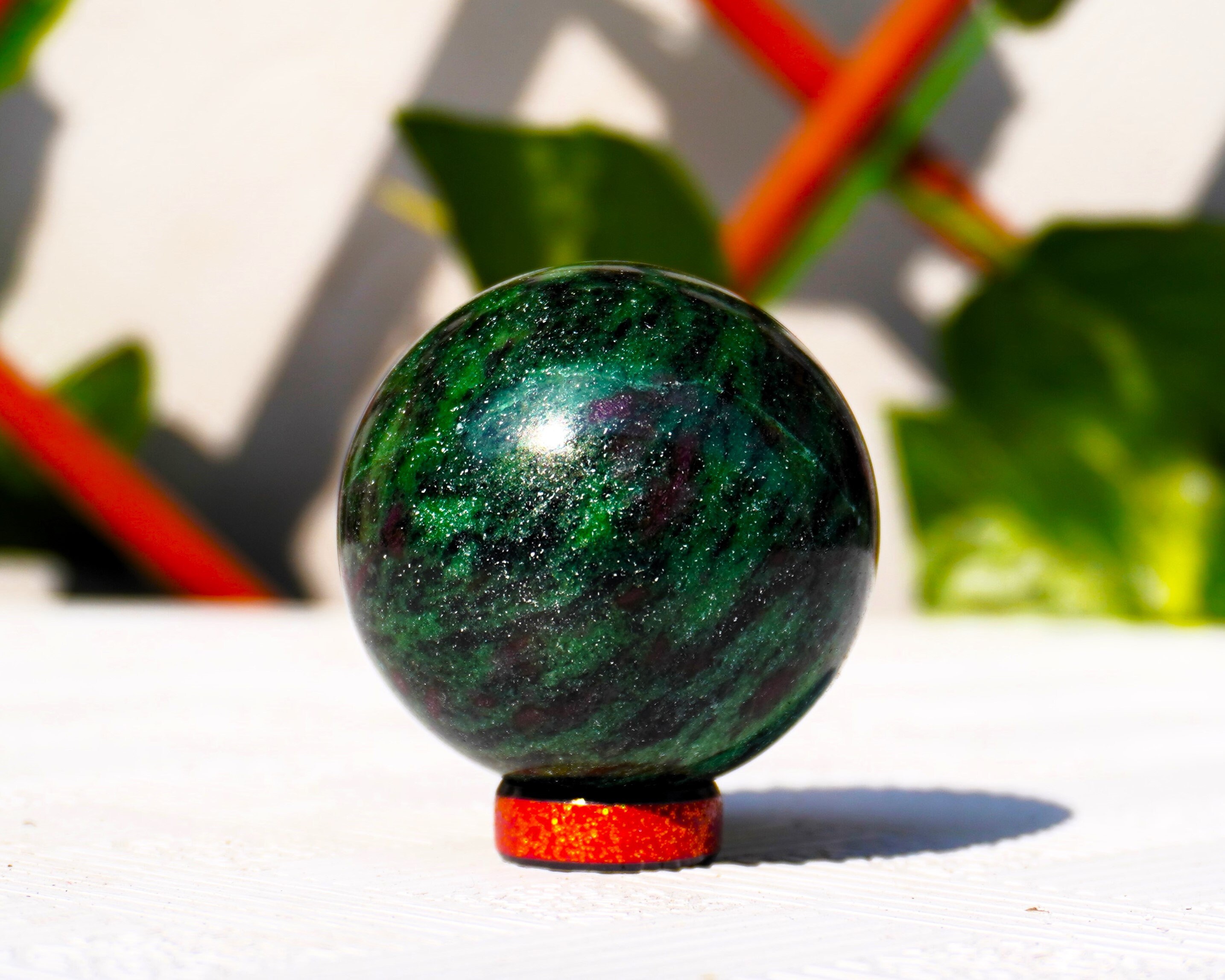 45MM Pink Ruby in Green Zoisite Stone Minerals Healing