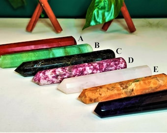 Natural Crystal Stone Wands  Round 16 Faceted Polished Massage Point Wand Stick