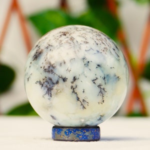 A+  45MM  White Dendritic Agate Stone Metaphysical SPHERE BALL