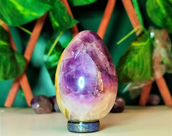 A+  65MM  Rainbow Purple & Yellow Fluorite Quartz  Stone Metaphysical Egg | Valentine's Gift