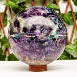 Large 200MM Rainbow Green Fluorite Quartz  Stone Metaphysical SPHERE BALL |