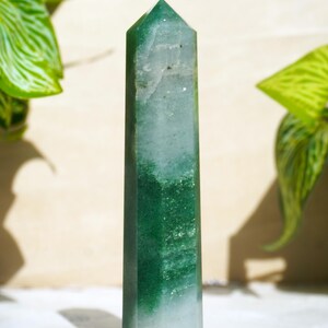 100MM | Grüner Fluorit Stein Mineral Punkt Turm