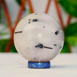 50MM Black Tourmaline Stone in White Quartz Stone Healing Metaphysical SPHERE BALL Valentine&#39;s Gift