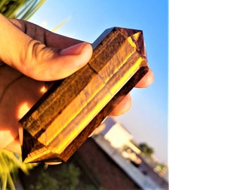 Tiger Eye Stone Double Point Wand - Metaphysical Healing Crystal