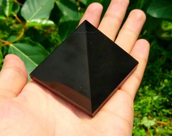 55MM Black Tourmaline Stone Healing Charged Metaphysical Egyptian Pyramid